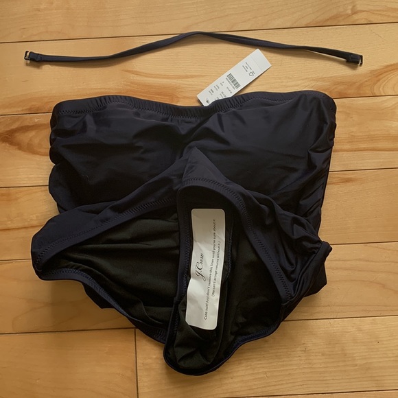 NWT J. Crew Runched Bandeau One Piece 6 Long Navy - Picture 3 of 5